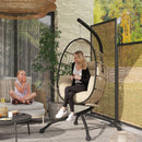 Outsunny Egg Chair Outdoor Indoor Garden Swing Chair, Folding Basket