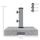 Outsunny 28kg Heavy Duty Granite Parasol Base With Wheels, Retractable Handle