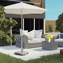 Outsunny 28kg Heavy Duty Granite Parasol Base With Wheels, Retractable Handle