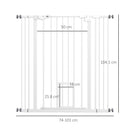 PawHut Extra Tall Dog Gate with Cat Door Auto Close for Stairs 74-101 cm Wide