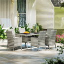 Outsunny 6 Seater Rattan Garden Furniture Set with Cushions, Mixed-Grey