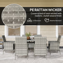 Outsunny 6 Seater Rattan Garden Furniture Set with Cushions, Mixed-Grey