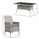 Outsunny 6 Seater Rattan Garden Furniture Set with Cushions, Mixed-Grey