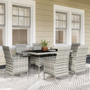Outsunny 6 Seater Rattan Garden Furniture Set with Cushions, Mixed-Grey