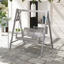 Outsunny 2 Seater Wooden Garden Swing Seat Hammock Bench Lounger, Grey