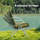 Outsunny Padded Camp Chair Outdoor High Back Folding Recliner with Bag Green