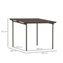 Outsunny 3 x 3(m) Waterproof Metal Pergola Easy to Assemble Lean to Pergola
