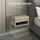 HOMCOM Floating Bedside Table Set of 2 Wall Mounted Nightstand Brown