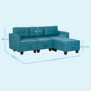 HOMCOM Convertible Modular Sectional Sofa w/ Storage Wood Frame