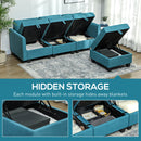 HOMCOM Convertible Modular Sectional Sofa w/ Storage Wood Frame