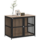 PawHut Dog Crate Furniture with Anti-Chew Resistant Mesh for Dogs - Walnut Brown