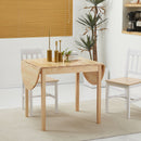 HOMCOM Foldable Dining Table, Solid Wood Drop Leaf Table, Natural