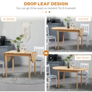 HOMCOM Foldable Dining Table, Solid Wood Drop Leaf Table, Natural
