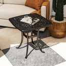 Outsunny 54 x 54cm Aluminium Outdoor Garden Side Table w/ Umbrella Hole, Black