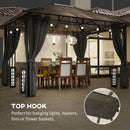 Outsunny 3.6x3(m) Hardtop Gazebo Garden Pavilion w/ Polycarbonate Roof, Grey