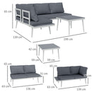 Outsunny 3 Piece Garden Furniture Set with 5-Level Adjustable Lounger, Grey