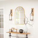 HOMCOM Modern Arched Window Wall Mirror for Bedroom, 91x60cm, Gold Tone
