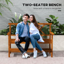 Outsunny 2-Seater Garden Bench Wooden Outdoor Bench w/ Storage Shelf Carbonized