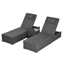 Outsunny Outdoor Rattan Lounger Set with Table - Grey