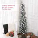 HOMCOM Artificial Pencil Christmas Tree with Snow Flocked Tips, Green