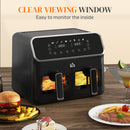 HOMCOM Dual Zone Air Fryer 8L Double Air Fryer with SYNCFinish 2700W Silver
