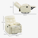 HOMCOM Manual Recliner Chair with Footrest, Cup Holder, Swivel Base, Cream