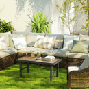 Outsunny Garden Coffee Table with SPC Woodgrain Tabletop, Wood Effect