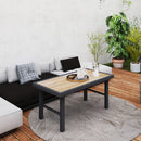 Outsunny Garden Coffee Table with SPC Woodgrain Tabletop, Wood Effect