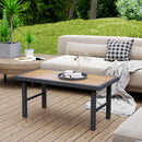 Outsunny Garden Coffee Table with SPC Woodgrain Tabletop, Wood Effect