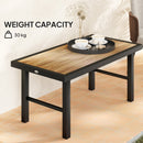 Outsunny Garden Coffee Table with SPC Woodgrain Tabletop, Wood Effect