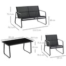 Outsunny 4 Piece Garden Furniture Set Patio Sofa Set w/ Chairs, Glass Top Table