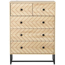 HOMCOM Chest Of 5 Drawers Storage Unit Zig Zag Design w/ Black Metal Handles
