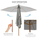 Outsunny 2.5m Wood Garden Parasol Sun Shade Outdoor Wooden Umbrella Canopy