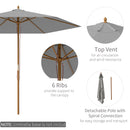 Outsunny 2.5m Wood Garden Parasol Sun Shade Outdoor Wooden Umbrella Canopy