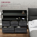 HOMCOM Bedroom Chest of Drawers 5 Drawer Dresser w/ Shelves