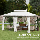 Outsunny 3 x 4m Garden Gazebo with Sides, Double Roof Metal Gazebo, White