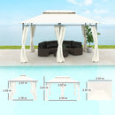 Outsunny 3 x 4m Garden Gazebo with Sides, Double Roof Metal Gazebo, White