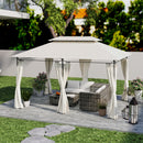 Outsunny 3 x 4m Garden Gazebo with Sides, Double Roof Metal Gazebo, White