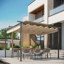 Outsunny Metal Pergola with Retractable Awning 3.5x3.5m - Cream