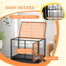 PawHut Heavy Duty Dog Crate on Wheels w/ Bowl Holder, Removable Tray