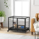 PawHut Heavy Duty Dog Crate on Wheels w/ Bowl Holder, Removable Tray