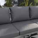 Outsunny 3-Seater Aluminium Garden Bench w/ Cushions, Backrest & Armrest, Grey