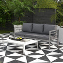 Outsunny 3-Seater Aluminium Garden Bench w/ Cushions, Backrest & Armrest, Grey
