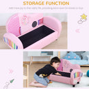 HOMCOM Kids PVC 2-Seater Musical-Theme Sofa Piano Shape Multi-Functional 2 Seats Couch Storage Box Soft Sturdy Pink