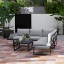 Outsunny 4 PCs Garden Set w/ 5-Level Recline Corner Conversation Sofa Set
