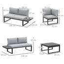 Outsunny 4 PCs Garden Set w/ 5-Level Recline Corner Conversation Sofa Set