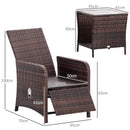 Outsunny 3 Pieces Rattan Bistro Set w/ Adjustable Backrest