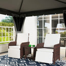 Outsunny 3 Pieces Rattan Bistro Set w/ Adjustable Backrest
