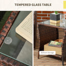 Outsunny 3 Pieces Rattan Bistro Set w/ Adjustable Backrest