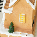 HOMCOM Lighted and Musical Christmas Candy House with Gingerbread Man Brown